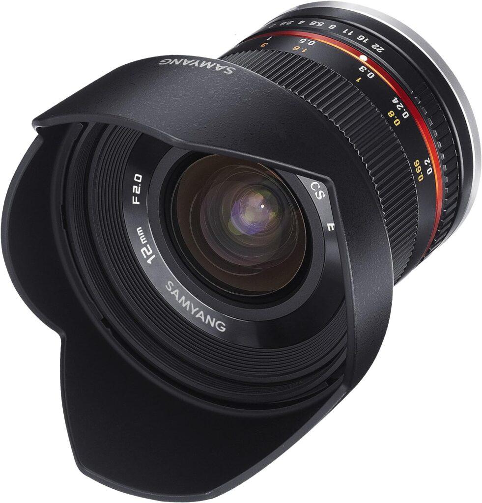 Samyang 12mm F2.0 Obiettivo per Sony E - Obiettivo grandangolare Lunghezza focale fissa Obiettivo fotografico con messa a fuoco manuale per fotocamere Sony E-Mount APS-C Sony Alpha