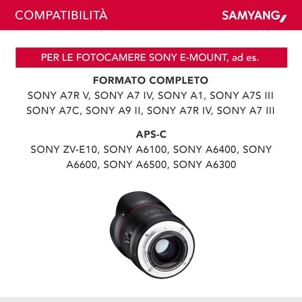 Samyang AF 35mm F1.8 Sony FE Piccolo ma All-Around - Obiettivo full frame e APS-C a focale fissa con messa a fuoco automatica per fotocamera Sony E-Mount Alpha A9 A7 A7c A6000 A5000 Nex