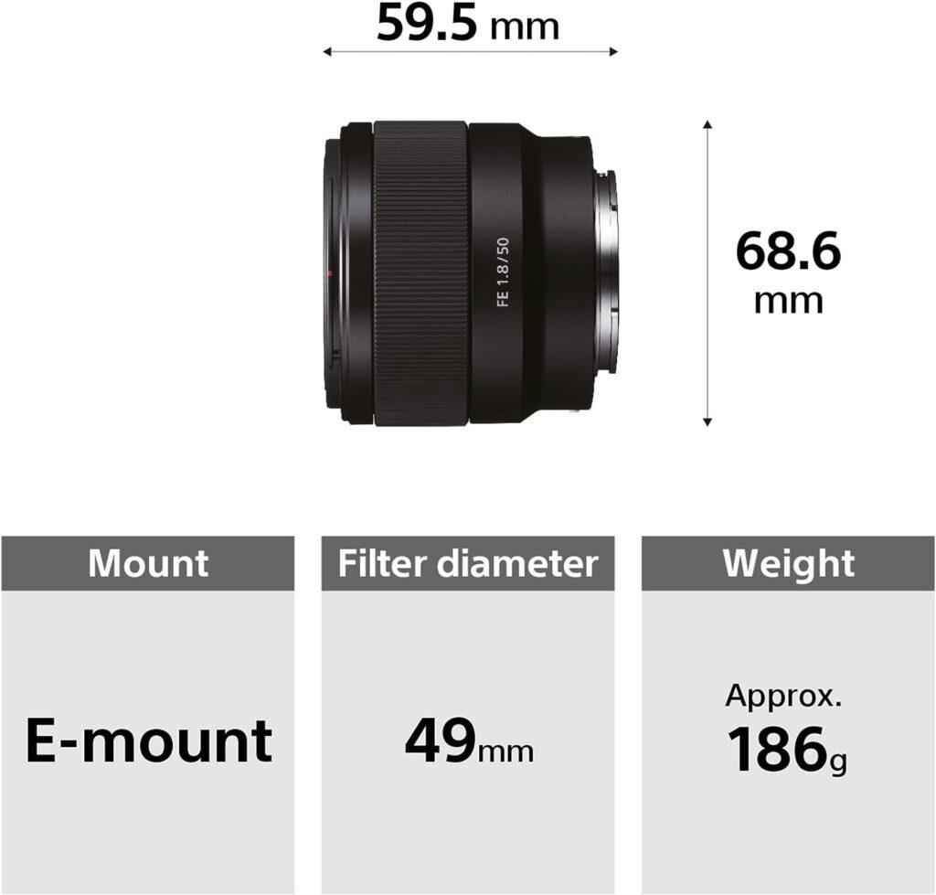 Sony Obiettivo standard SEL-50F18F (lunghezza focale fissa, 50mm, F1.8, Full Frame, adatto per serie A7, A6000, A5100, A5000 e Nex, E-Mount) Nero