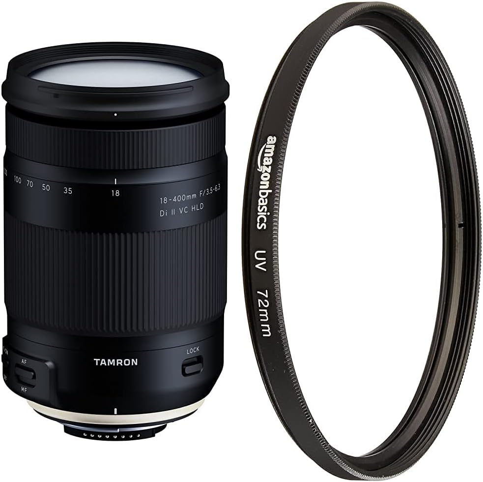 Tamron Obiettivo per Nikon, 18-400mm F/3,5-6,3 Di II VC HLD, Zoom Lock, Stabilizzatore dimmagine, Nero