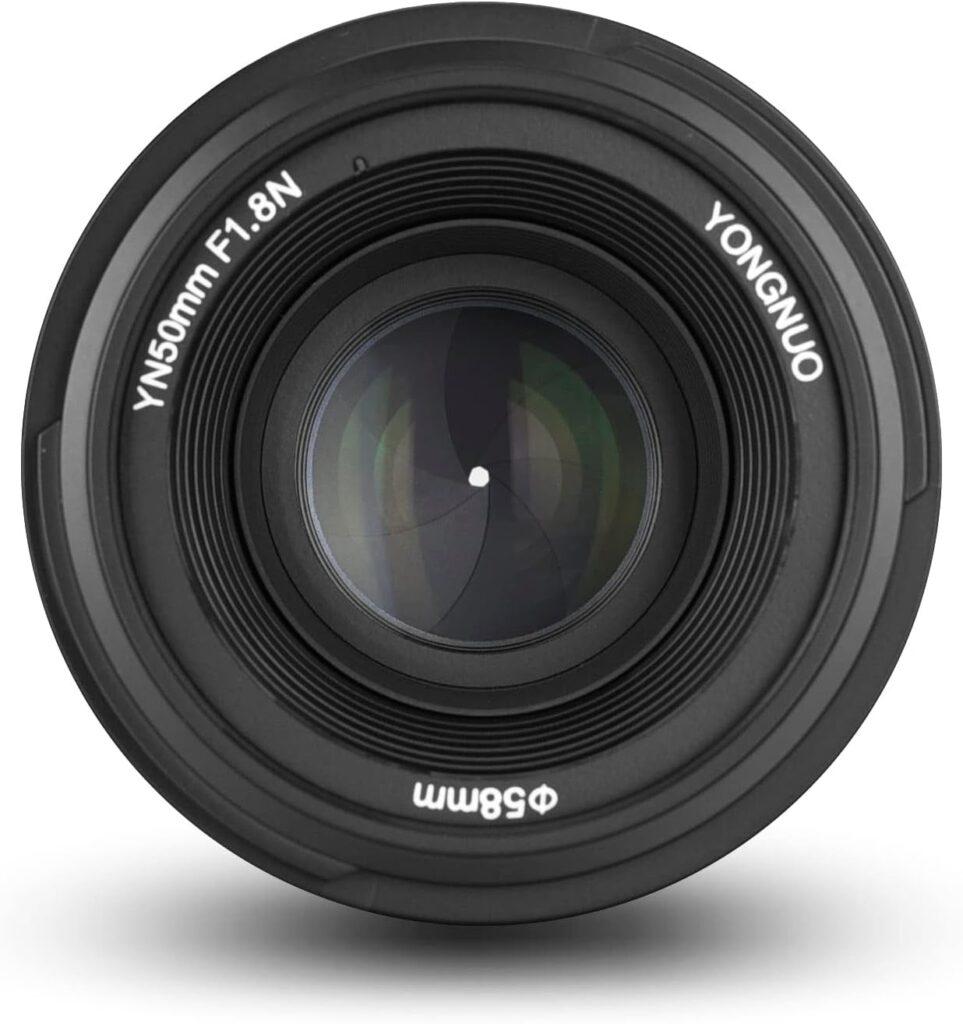 Yongnuo YN50 mm Nikon – Obiettivo per fotocamere DSLR (F/1.8, 58 mm, AF/MF), Nero