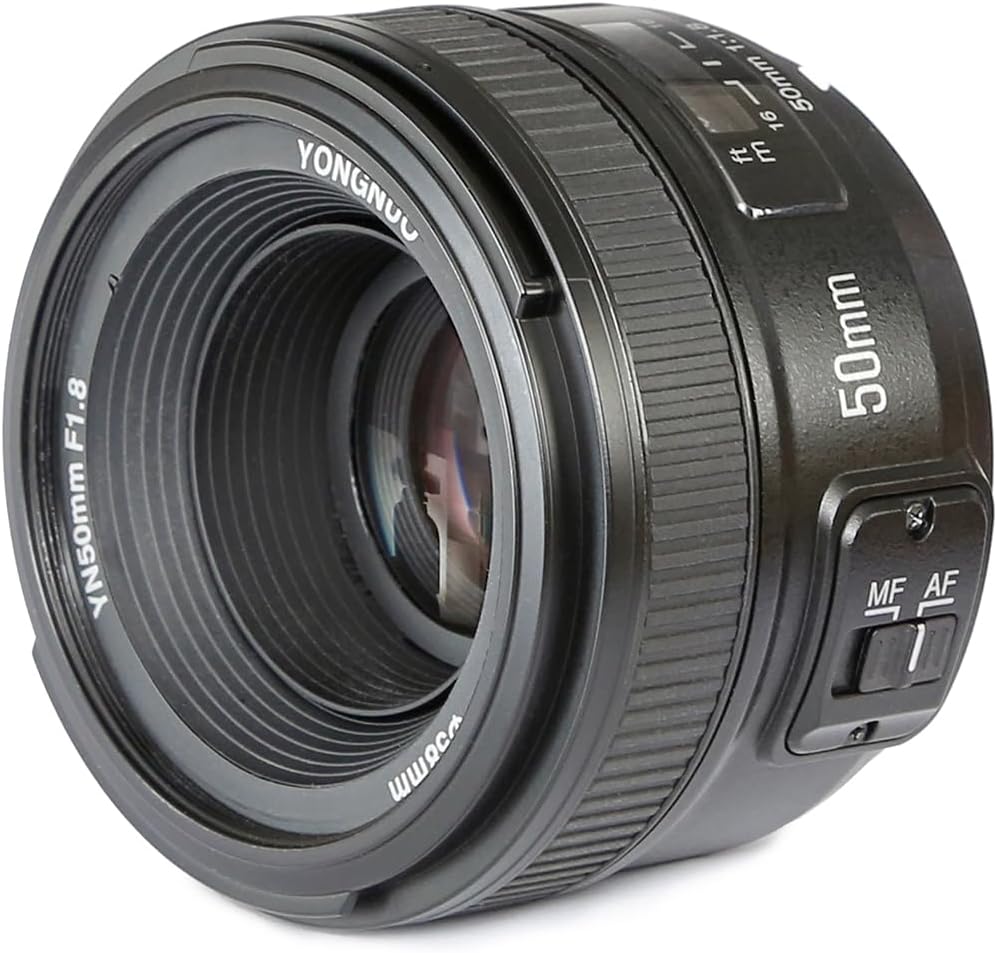 Yongnuo YN50 mm Nikon – Obiettivo per fotocamere DSLR (F/1.8, 58 mm, AF/MF), Nero